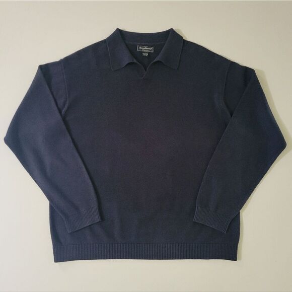 Tommy Bahama Men's Black Cotton Cashmere Pullover Johnny Collar Sweater - Picture 1 of 11